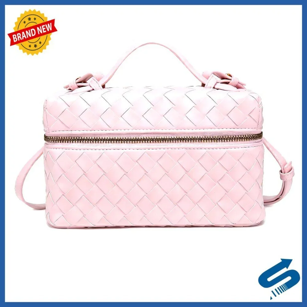Mini Woven Crossbody Bag Square Box Purse Top Handle Tote Y2K Retro Chic